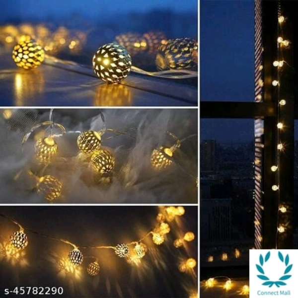 16 LED Metal Moroccon Orb Decorative String Light -  Yellow,  Metal, Pack of1